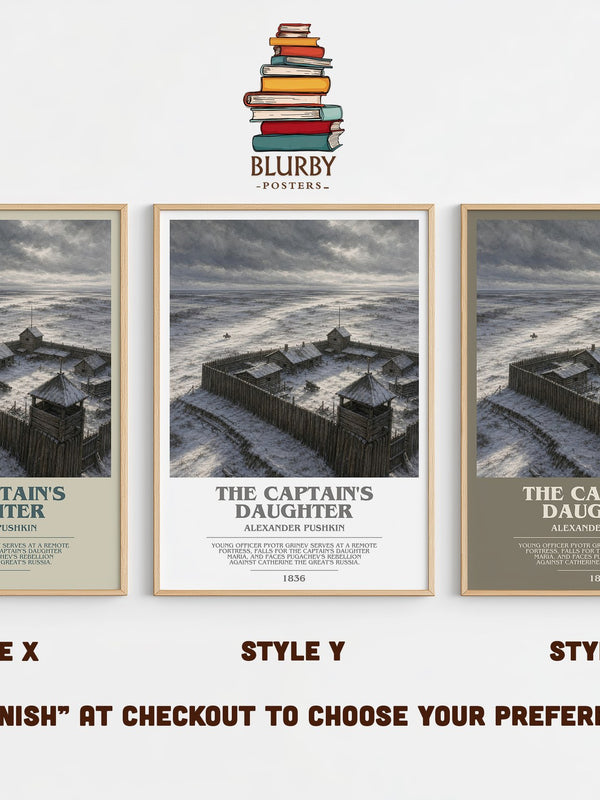 The Captain's Daughter bookish print in frame leaning in hallway – historical fiction wall art