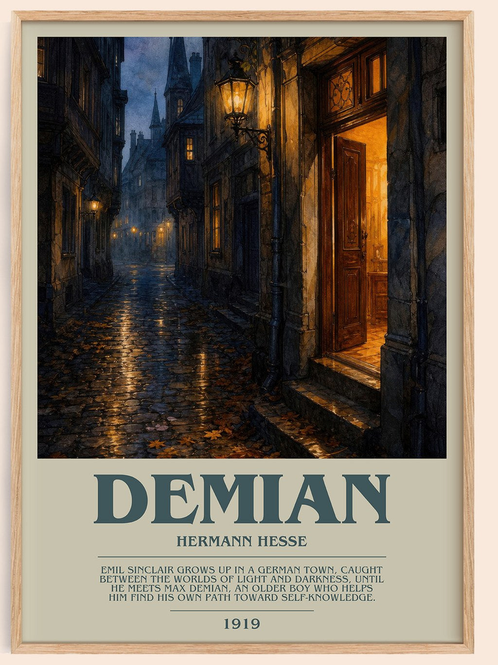 Demian bookish book poster by Hermann Hesse – framed literary art print