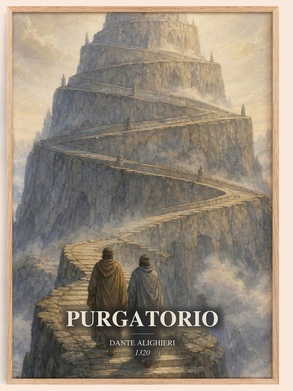 Purgatorio watercolour book poster by Dante Alighieri – framed literary art print
