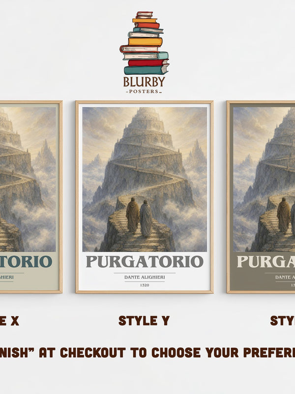 Purgatorio book cover print in frame leaning in hallway – poetry wall art