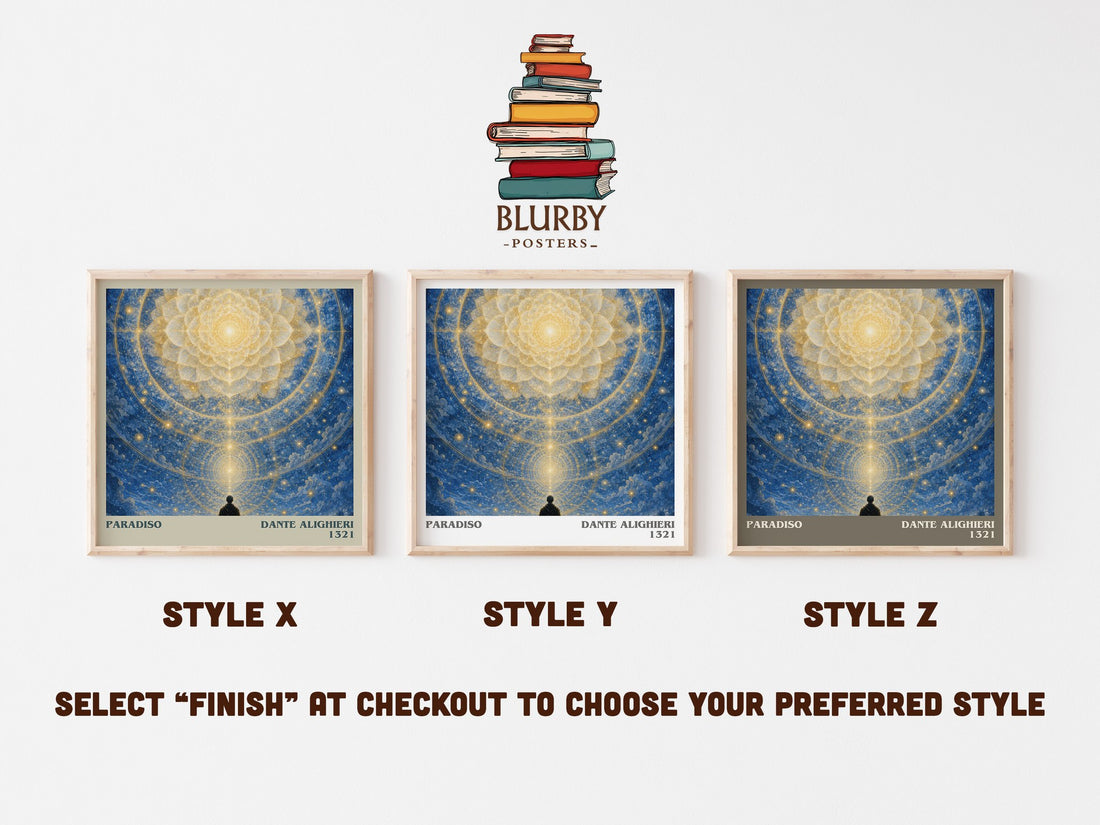 Paradiso literary print in frame leaning in hallway – poetry wall art (mockup)
