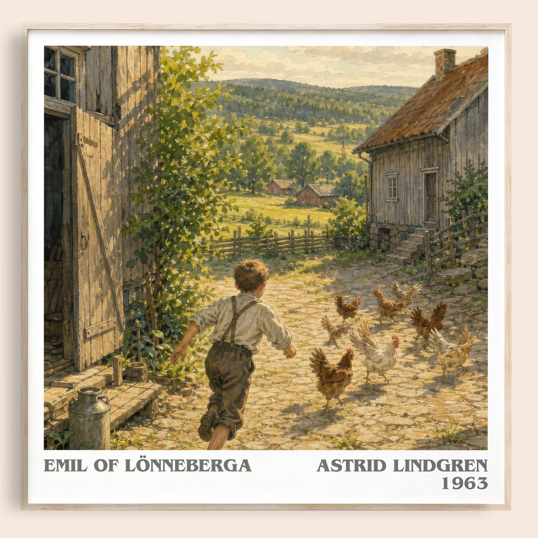 Emil of Lönneberga literary book poster by Astrid Lindgren – framed literary art print