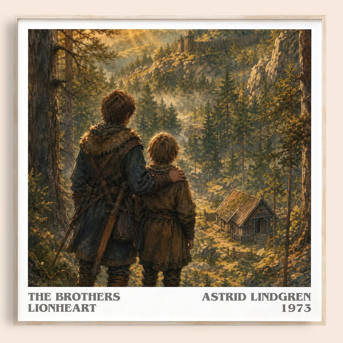 The Brothers Lionheart literary book poster by Astrid Lindgren – framed literary art print