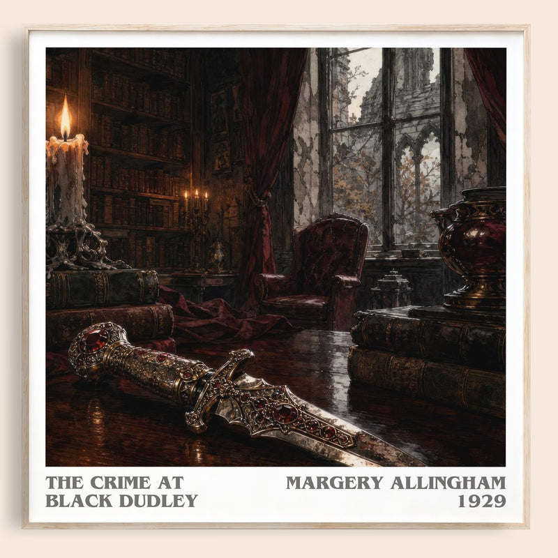 The Crime at Black Dudley literary book poster by Margery Allingham – framed literary art print