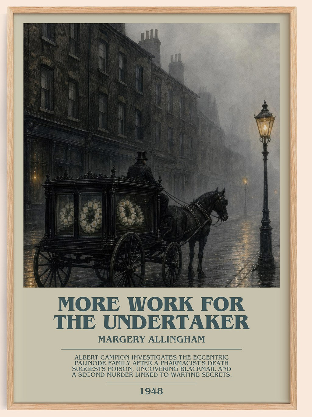 More Work for the Undertaker bookish book poster by Margery Allingham – framed literary art print