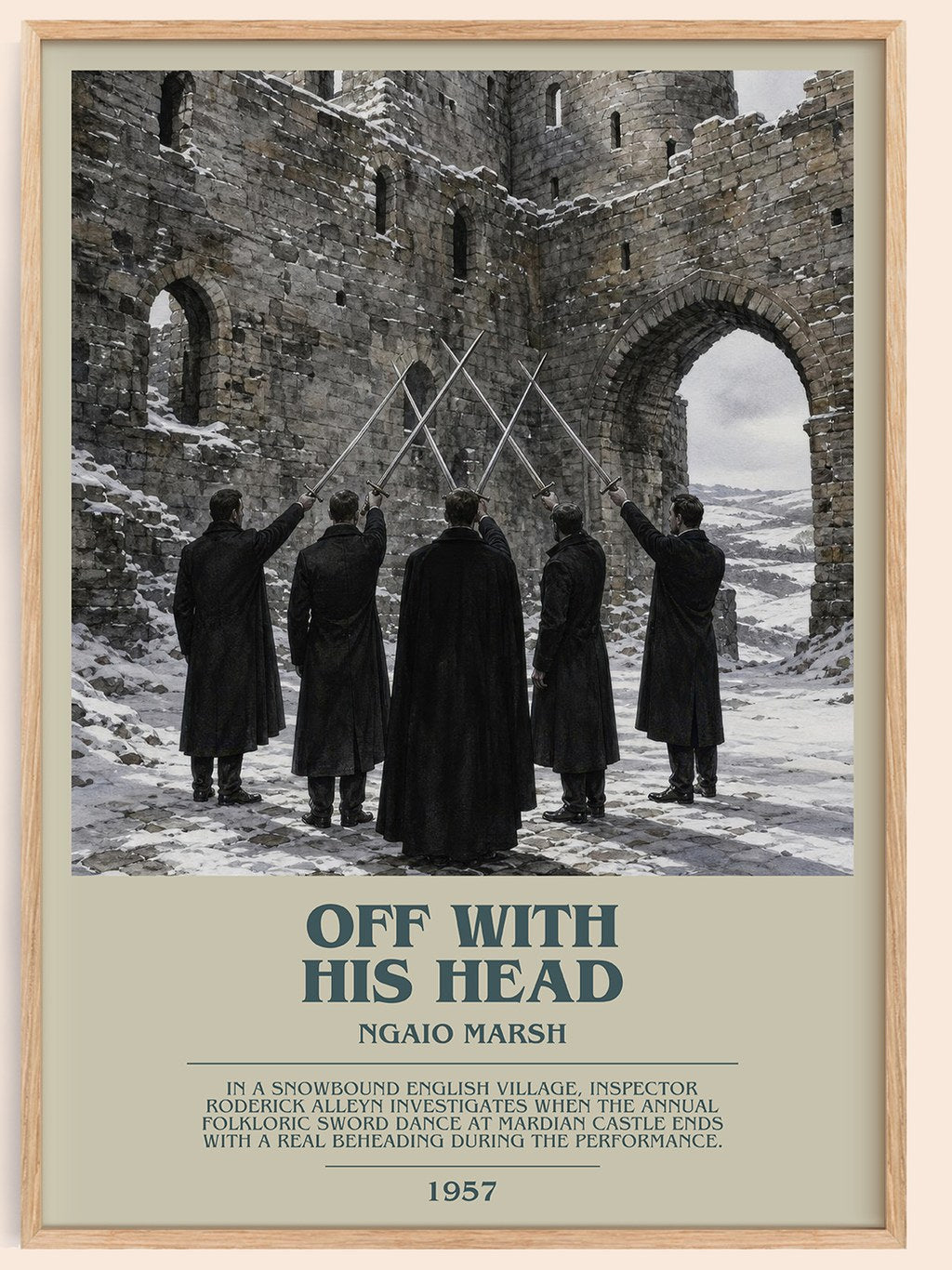 Off With His Head bookish book poster by Ngaio Marsh – framed literary art print