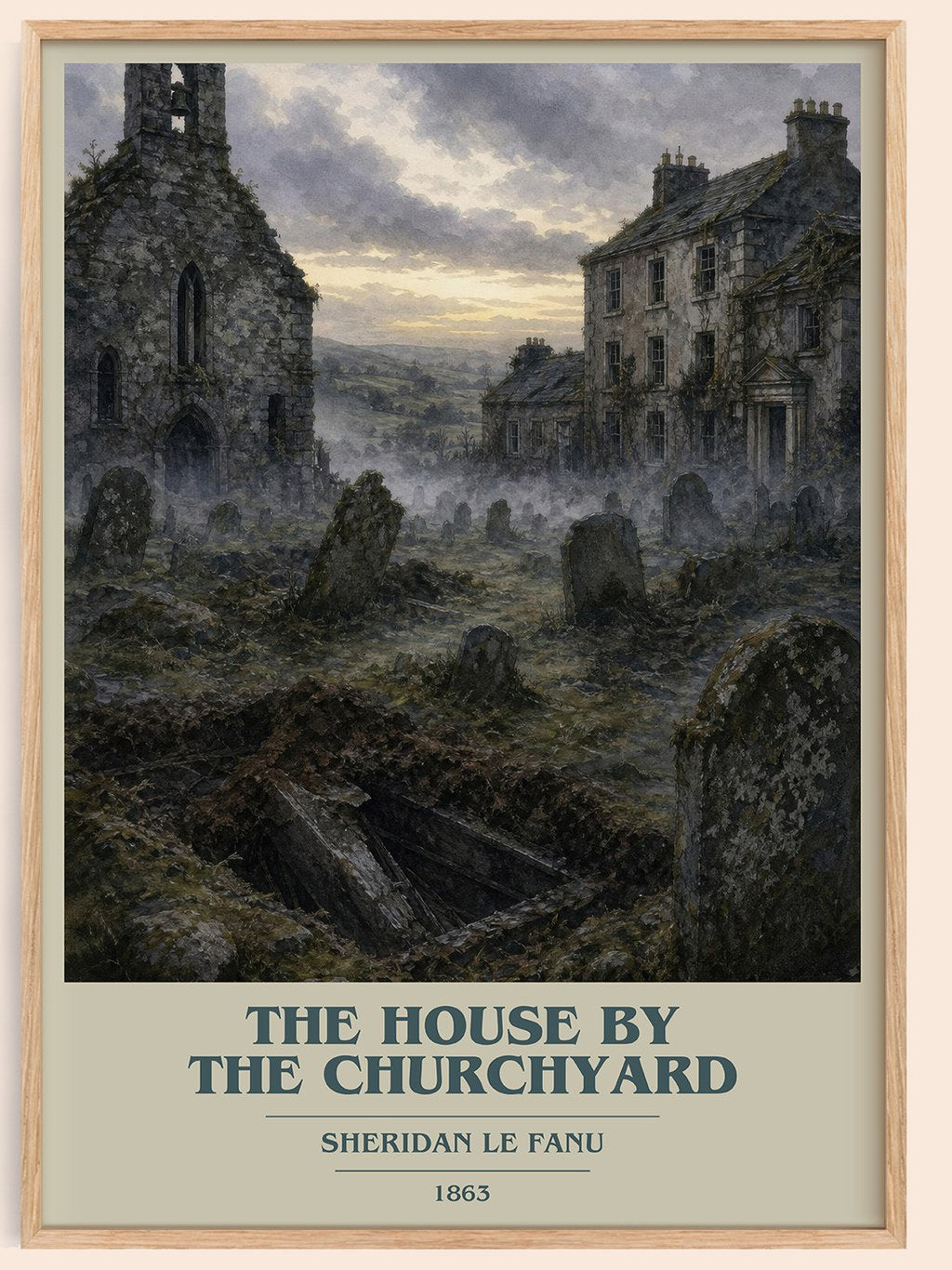 The House by the Churchyard book cover book poster by Sheridan Le Fanu – framed literary art print