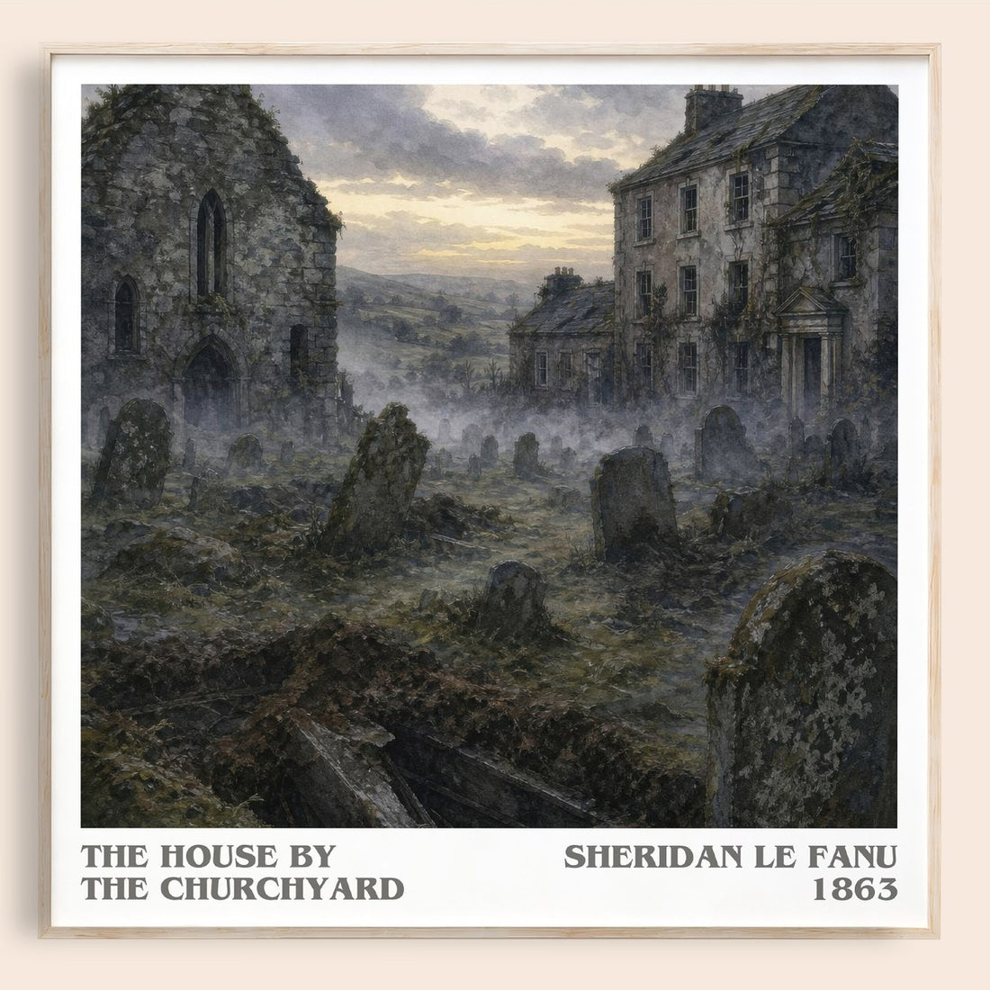 The House by the Churchyard literary book poster by Sheridan Le Fanu – framed literary art print