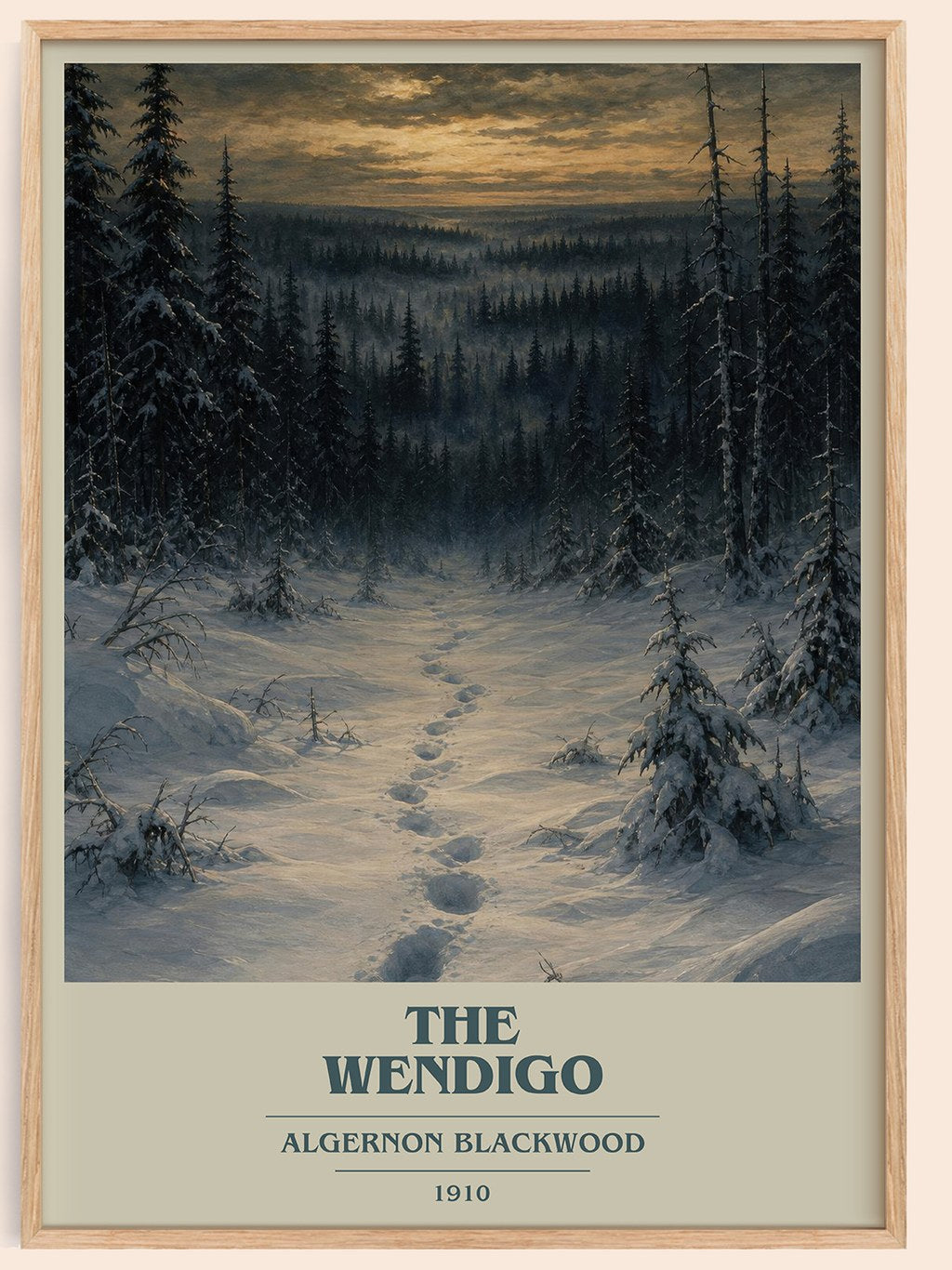The Wendigo book cover book poster by Algernon Blackwood – framed literary art print