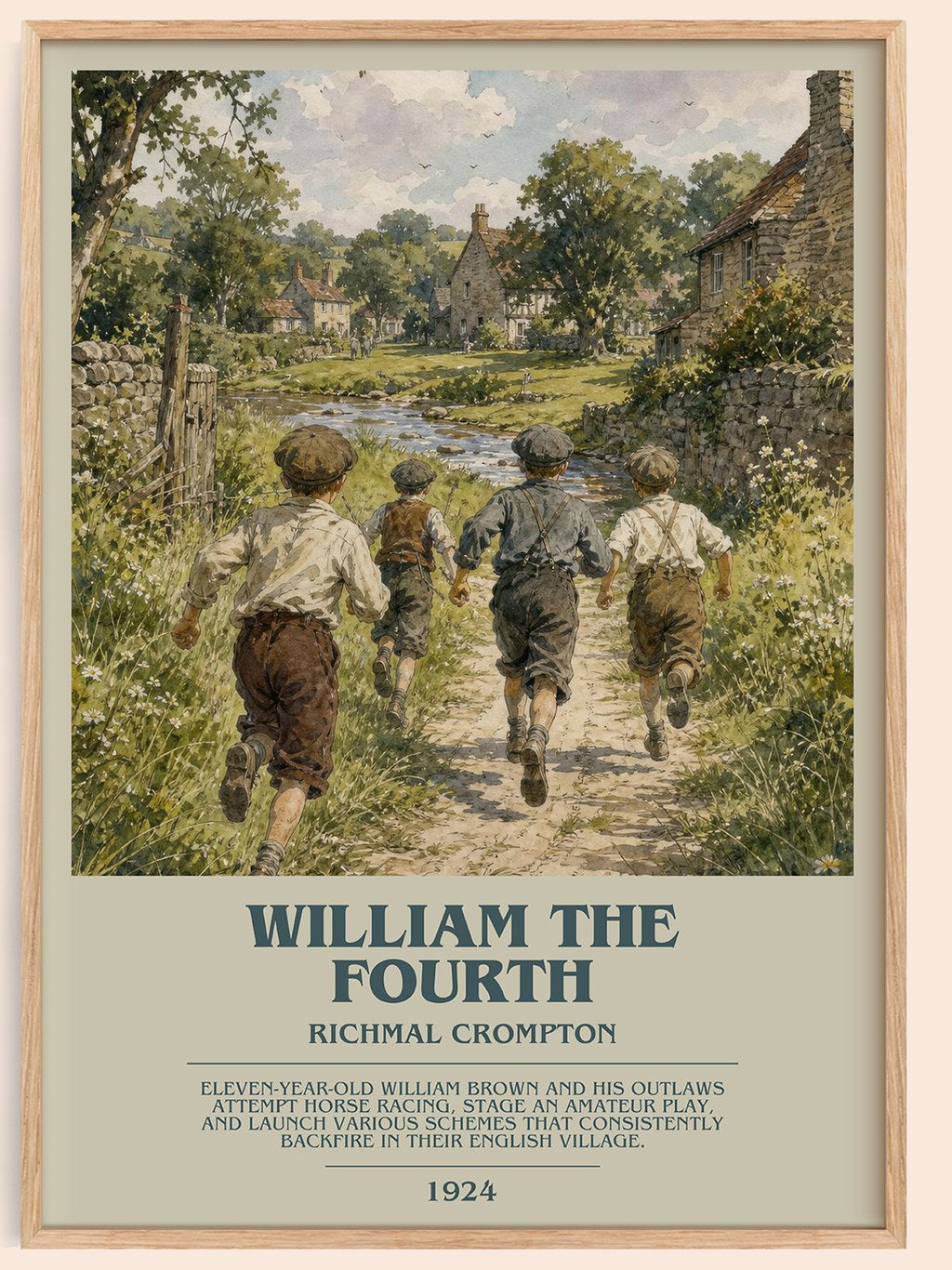 William the Fourth bookish book poster by Richmal Crompton – framed literary art print