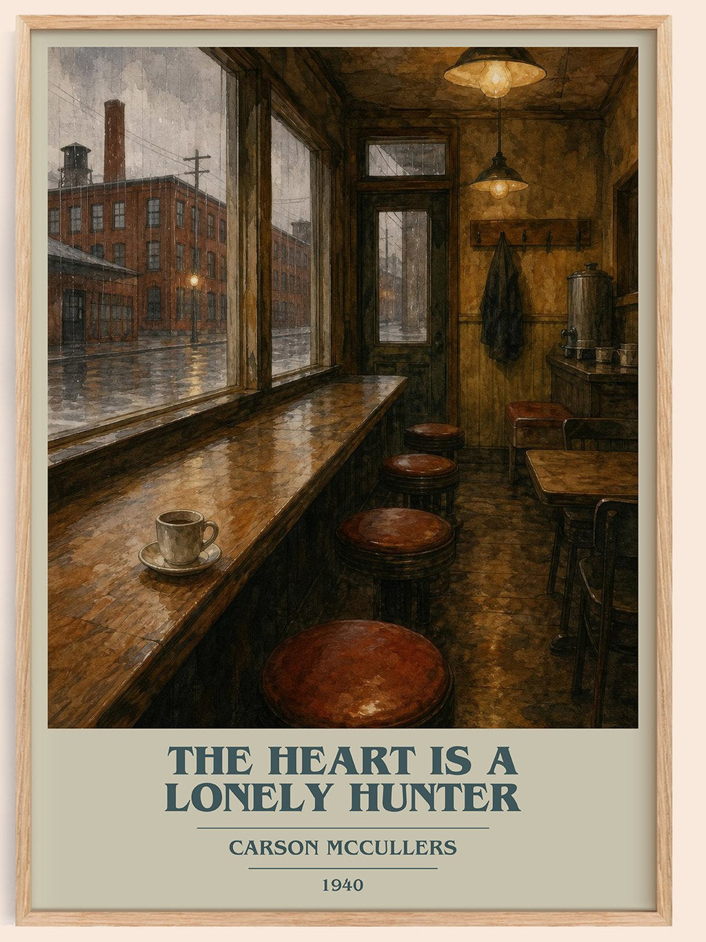 The Heart Is a Lonely Hunter book cover book poster by Carson McCullers – framed literary art print