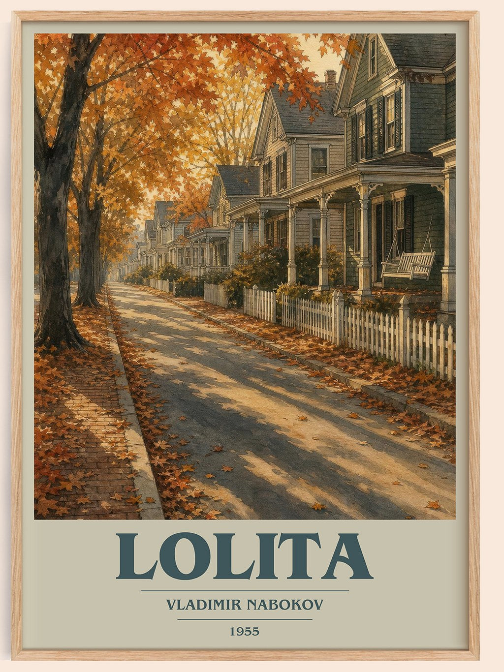 Lolita book cover book poster by Vladimir Nabokov – framed literary art print