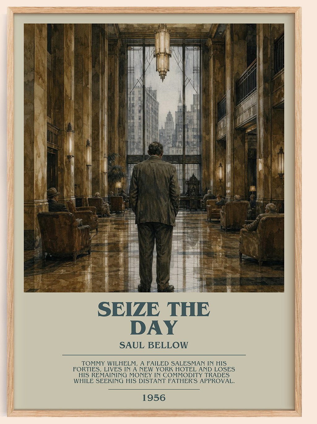 Seize the Day bookish book poster by Saul Bellow – framed literary art print