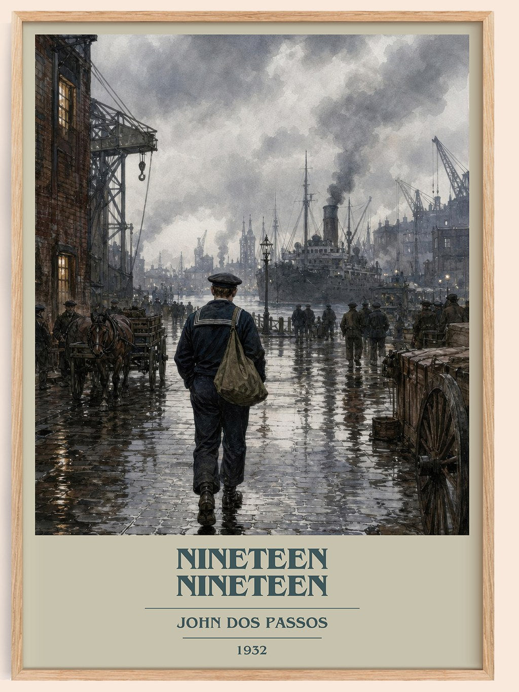 Nineteen Nineteen book cover book poster by John Dos Passos – framed literary art print