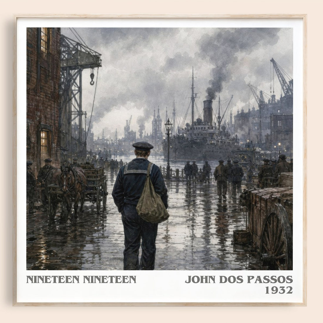 Nineteen Nineteen literary book poster by John Dos Passos – framed literary art print