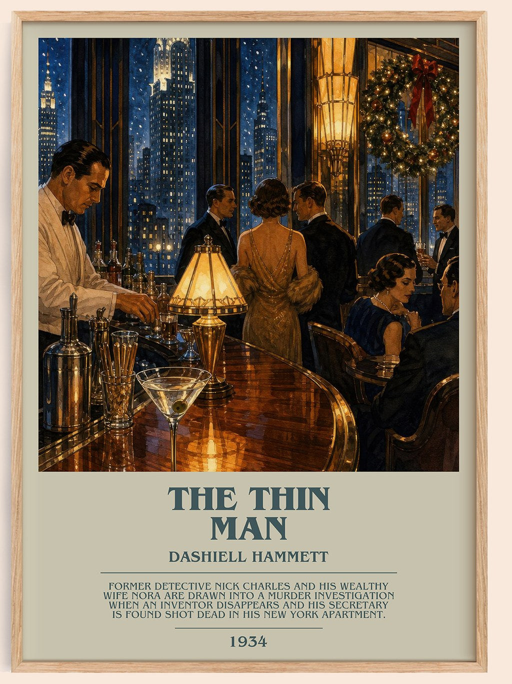 The Thin Man bookish book poster by Dashiell Hammett – framed literary art print