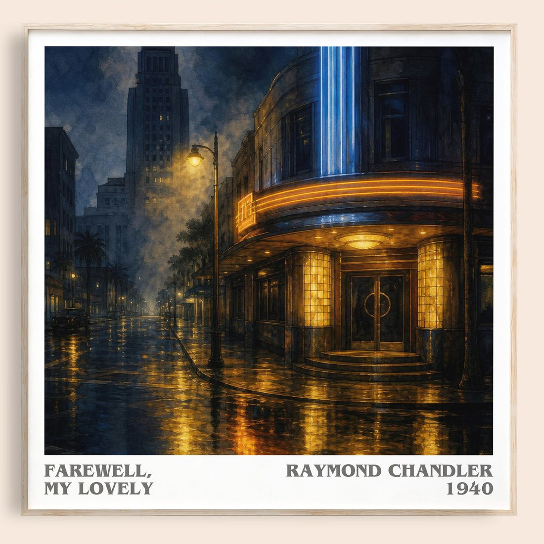 Farewell, My Lovely literary book poster by Raymond Chandler – framed literary art print