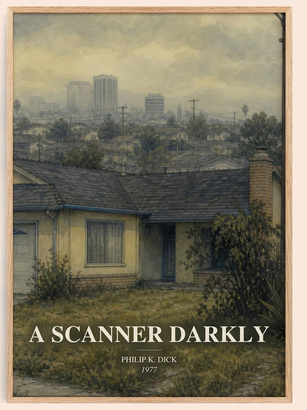 A Scanner Darkly watercolour book poster by Philip K. Dick – framed literary art print