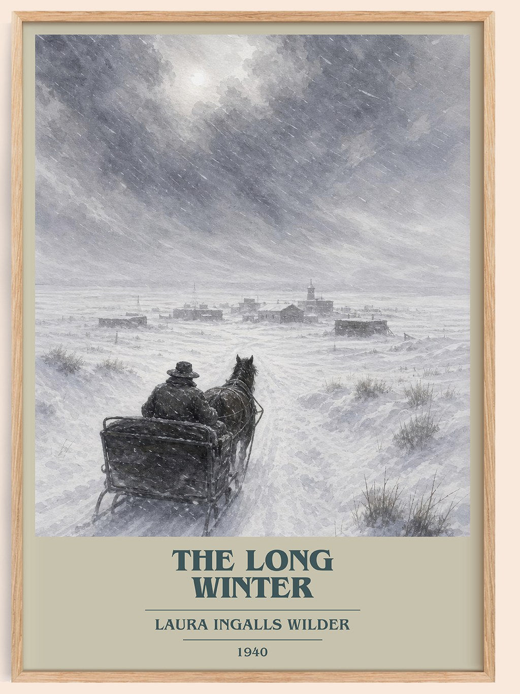 The Long Winter book cover book poster by Laura Ingalls Wilder – framed literary art print