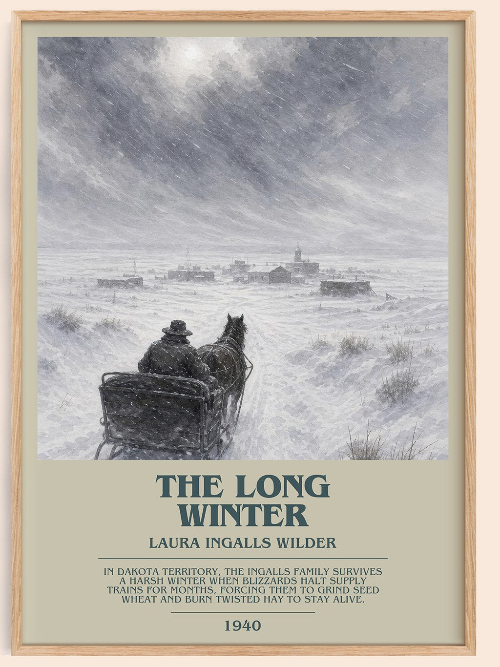 The Long Winter bookish book poster by Laura Ingalls Wilder – framed literary art print