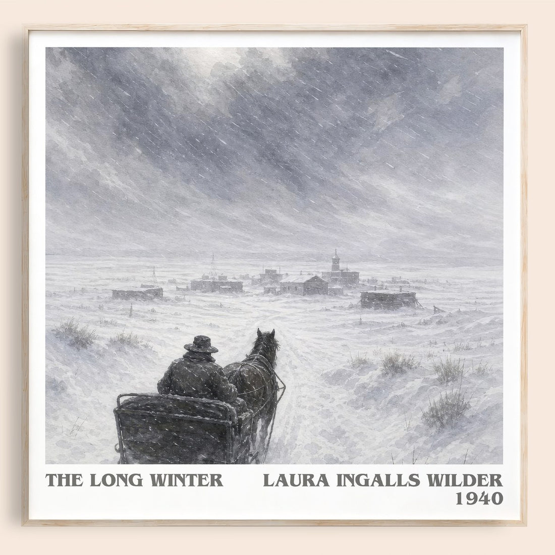 The Long Winter literary book poster by Laura Ingalls Wilder – framed literary art print