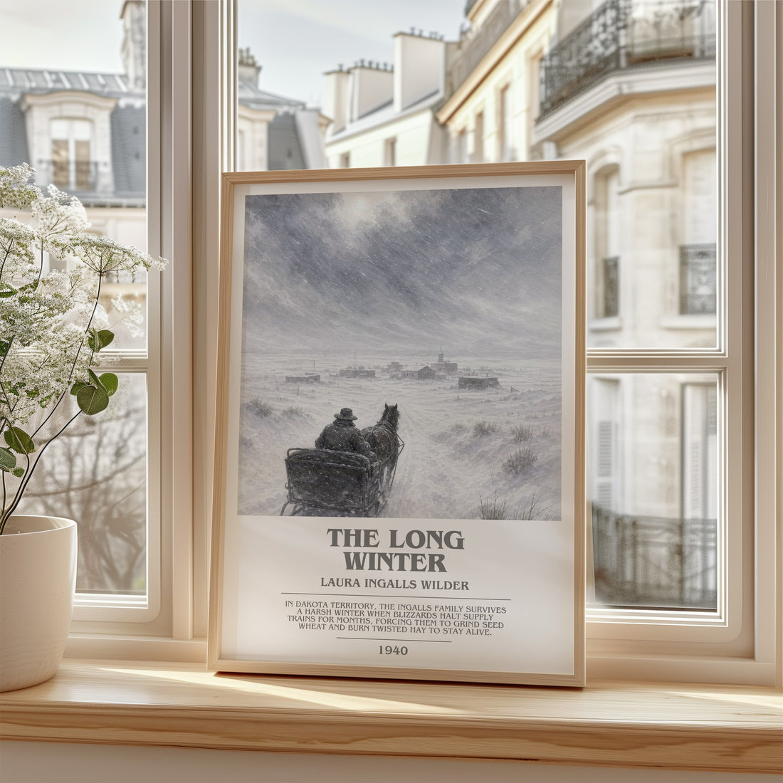 The Long Winter bookish poster colour and style options – Laura Ingalls Wilder book art