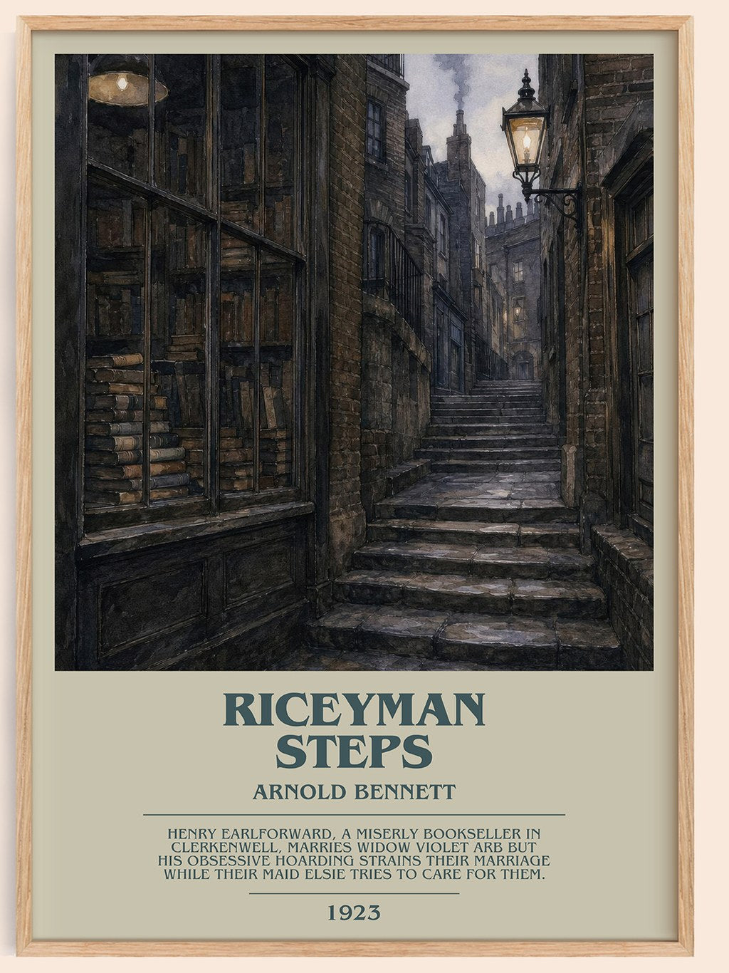 Riceyman Steps bookish book poster by Arnold Bennett – framed literary art print