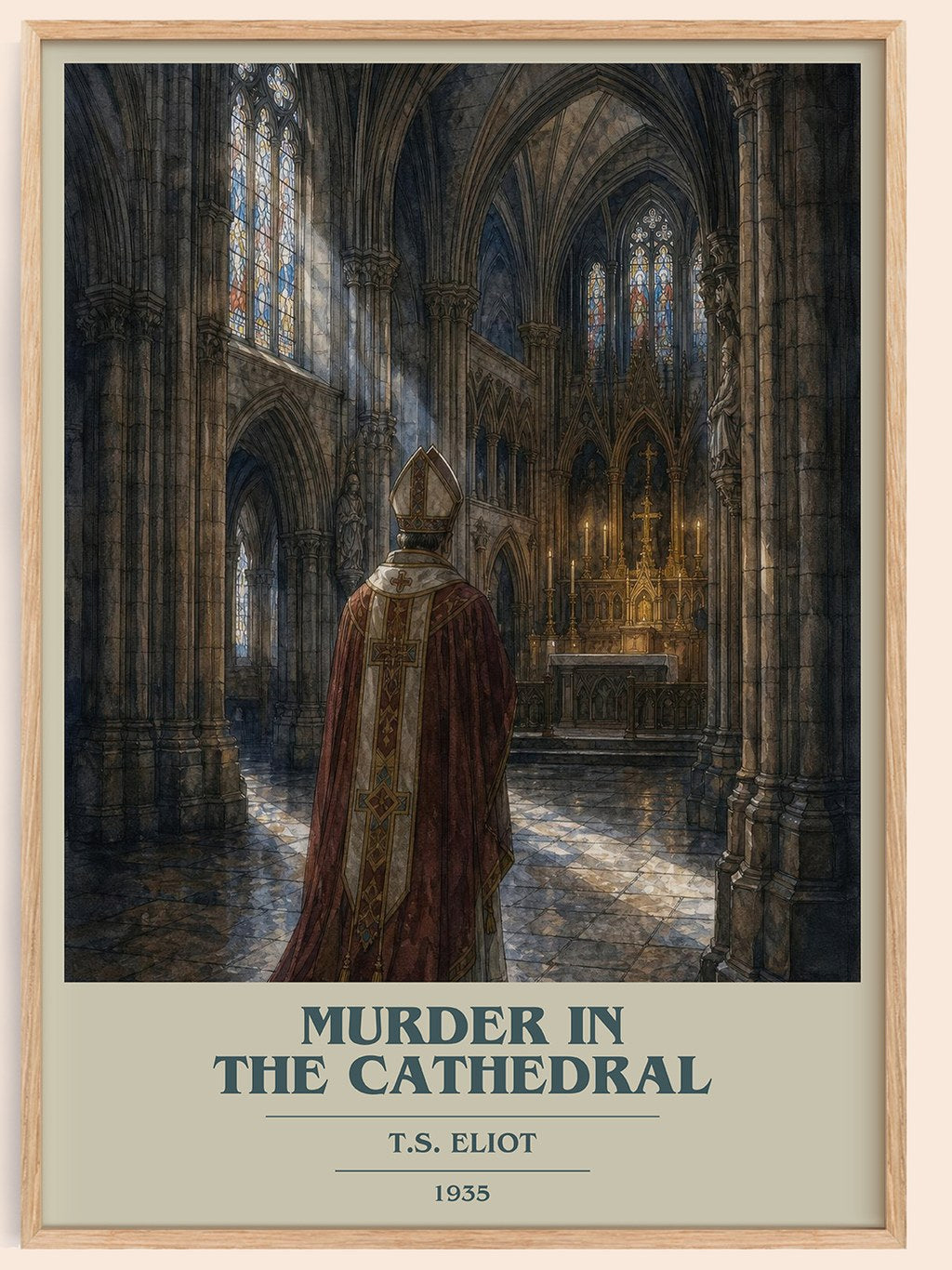 Murder in the Cathedral book cover book poster by T.S. Eliot – framed literary art print