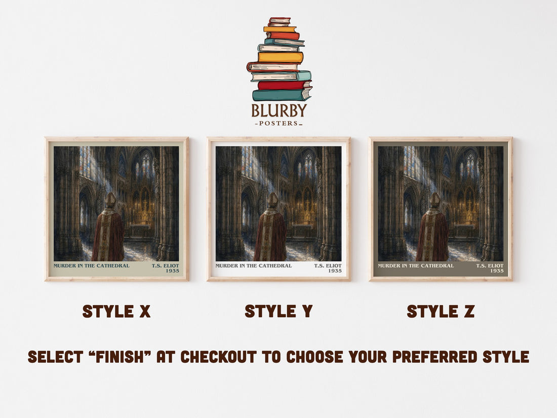 Murder in the Cathedral literary print in frame leaning in hallway – poetry wall art (mockup)