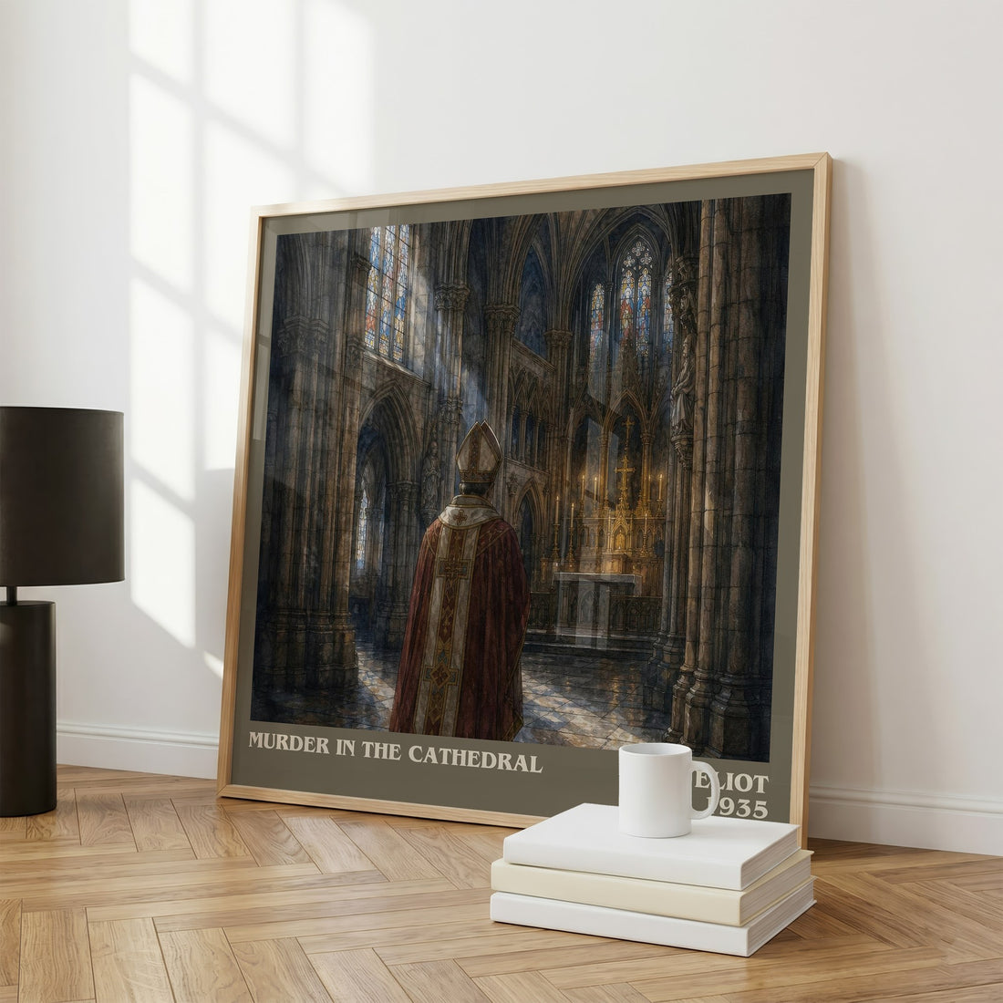 Murder in the Cathedral literary print framed by window – literary home decor