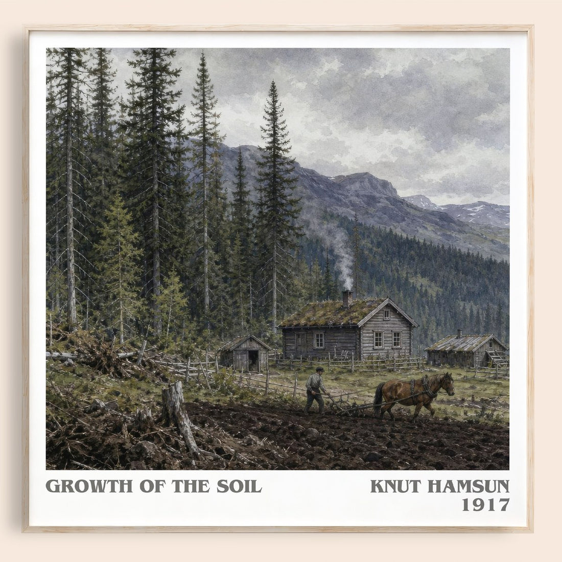 Growth of the Soil literary book poster by Knut Hamsun – framed literary art print