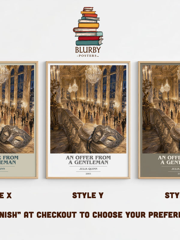 An Offer From a Gentleman book cover print in frame leaning in hallway – romance wall art