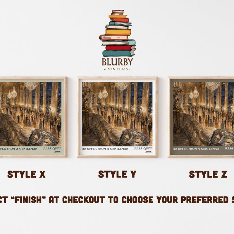 An Offer From a Gentleman literary print in frame leaning in hallway – romance wall art