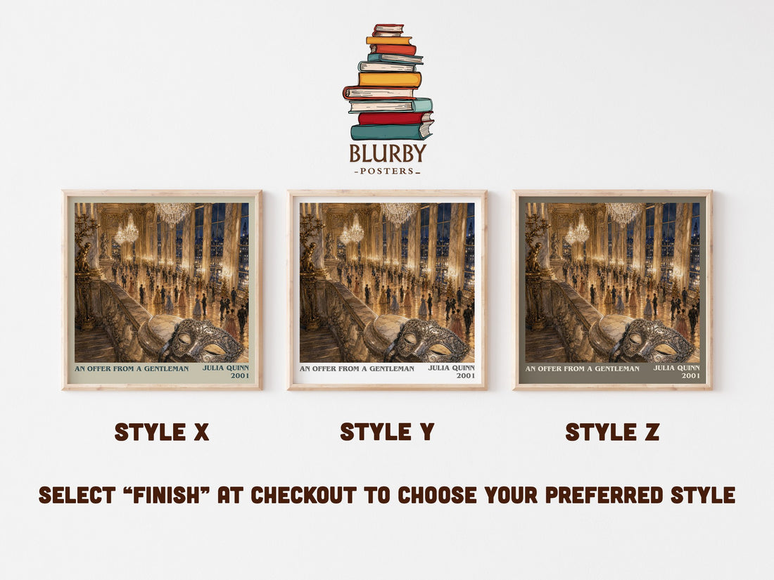 An Offer From a Gentleman literary print in frame leaning in hallway – romance wall art (mockup)