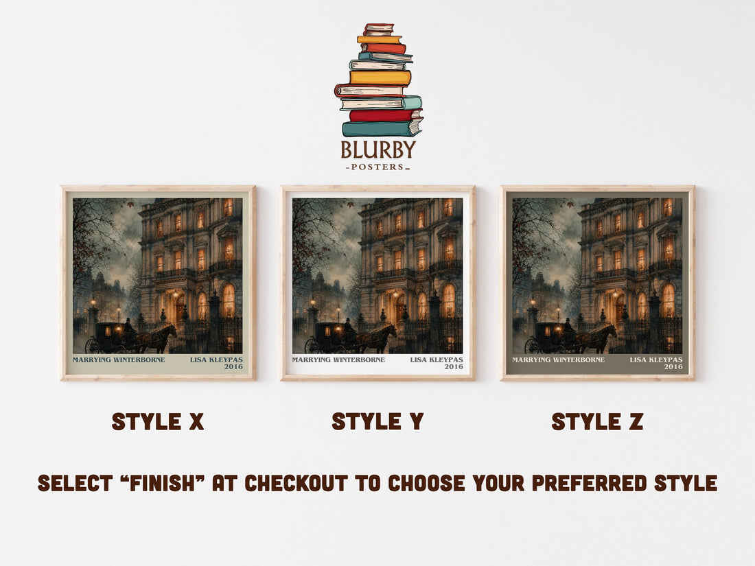 Marrying Winterborne literary print in frame leaning in hallway – romance wall art (mockup)