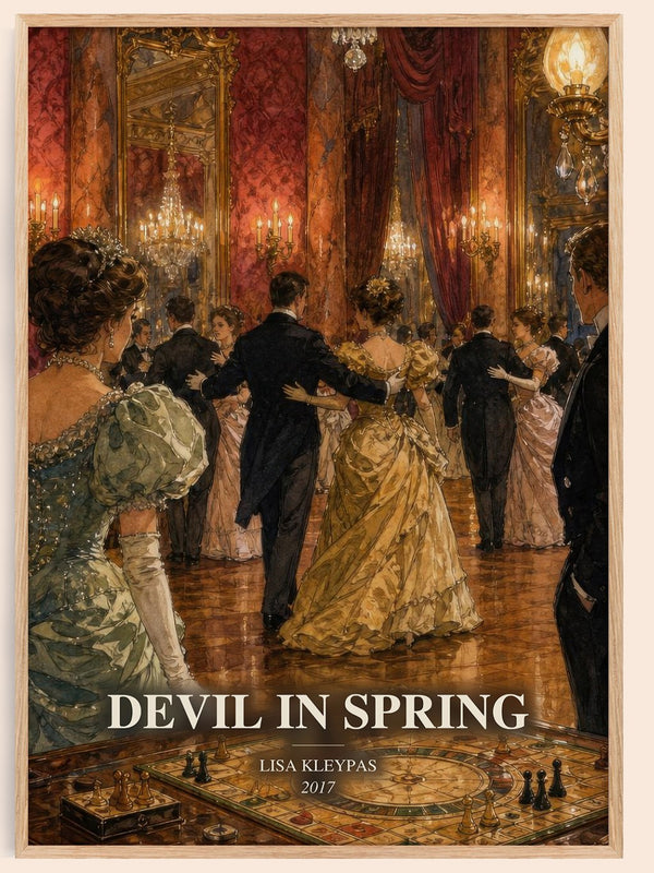 Devil in Spring watercolour book poster by Lisa Kleypas – framed literary art print