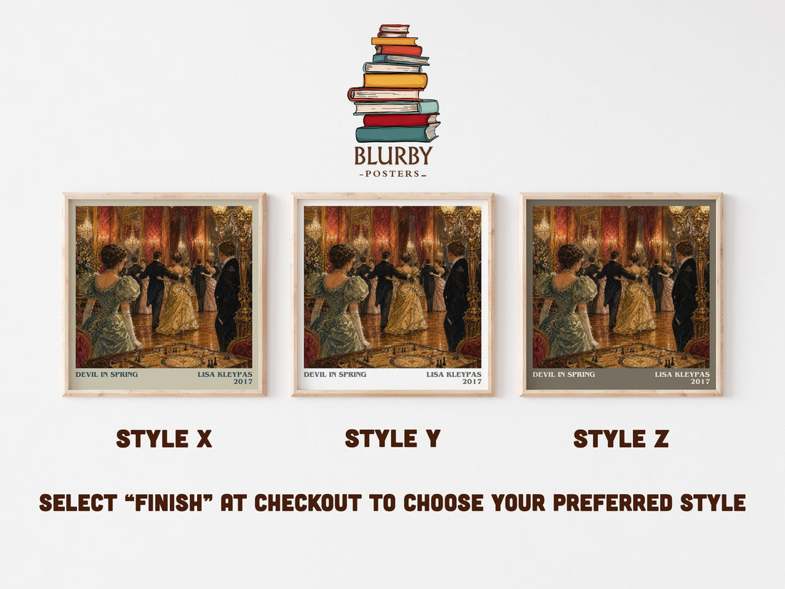 Devil in Spring literary print in frame leaning in hallway – romance wall art (mockup)