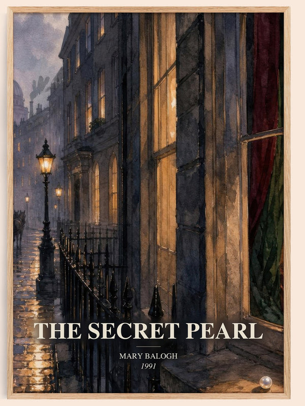 The Secret Pearl watercolour book poster by Mary Balogh – framed literary art print