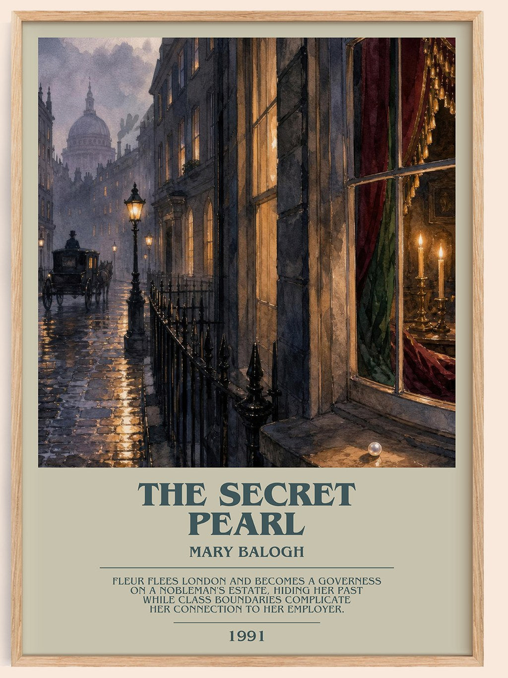 The Secret Pearl bookish book poster by Mary Balogh – framed literary art print
