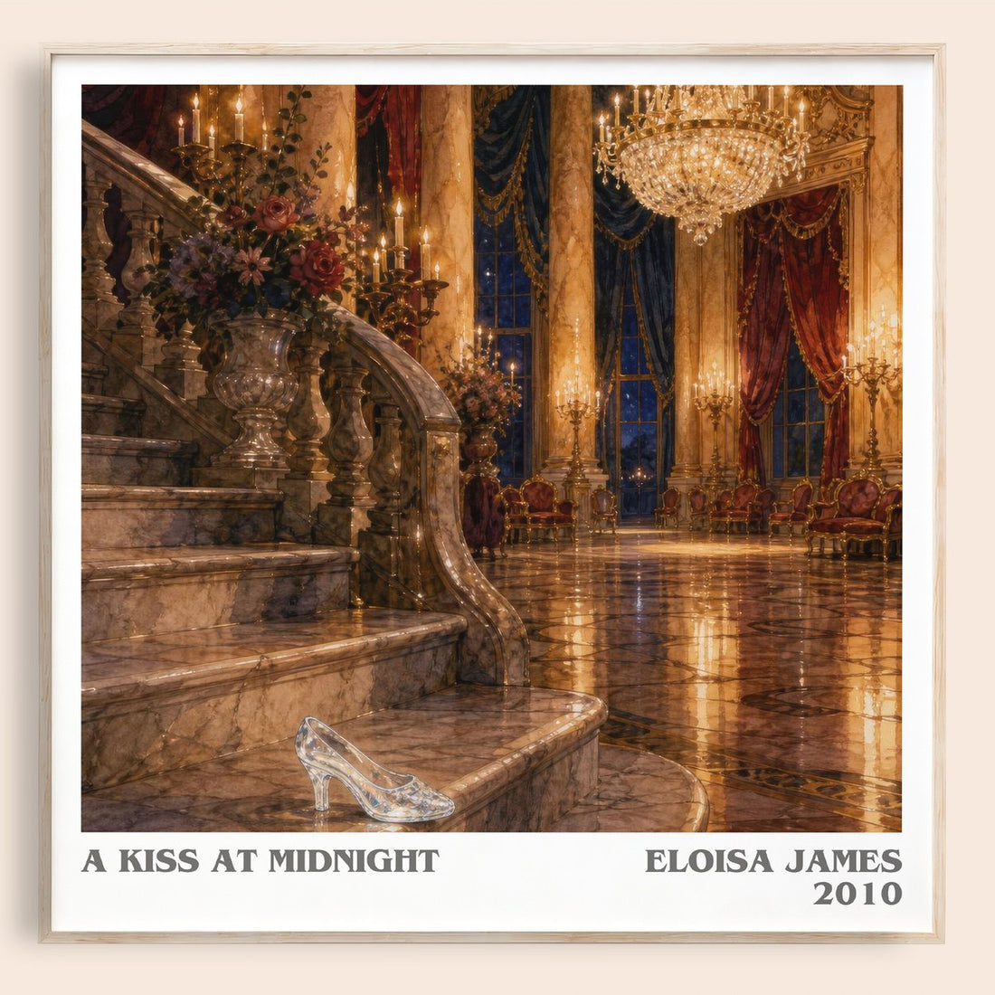 A Kiss at Midnight literary book poster by Eloisa James – framed literary art print