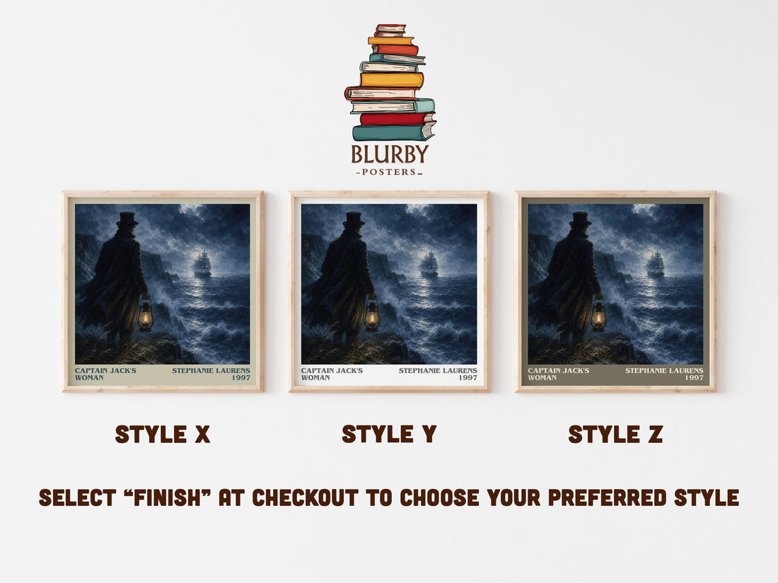Captain Jack's Woman literary print in frame leaning in hallway – romance wall art (mockup)