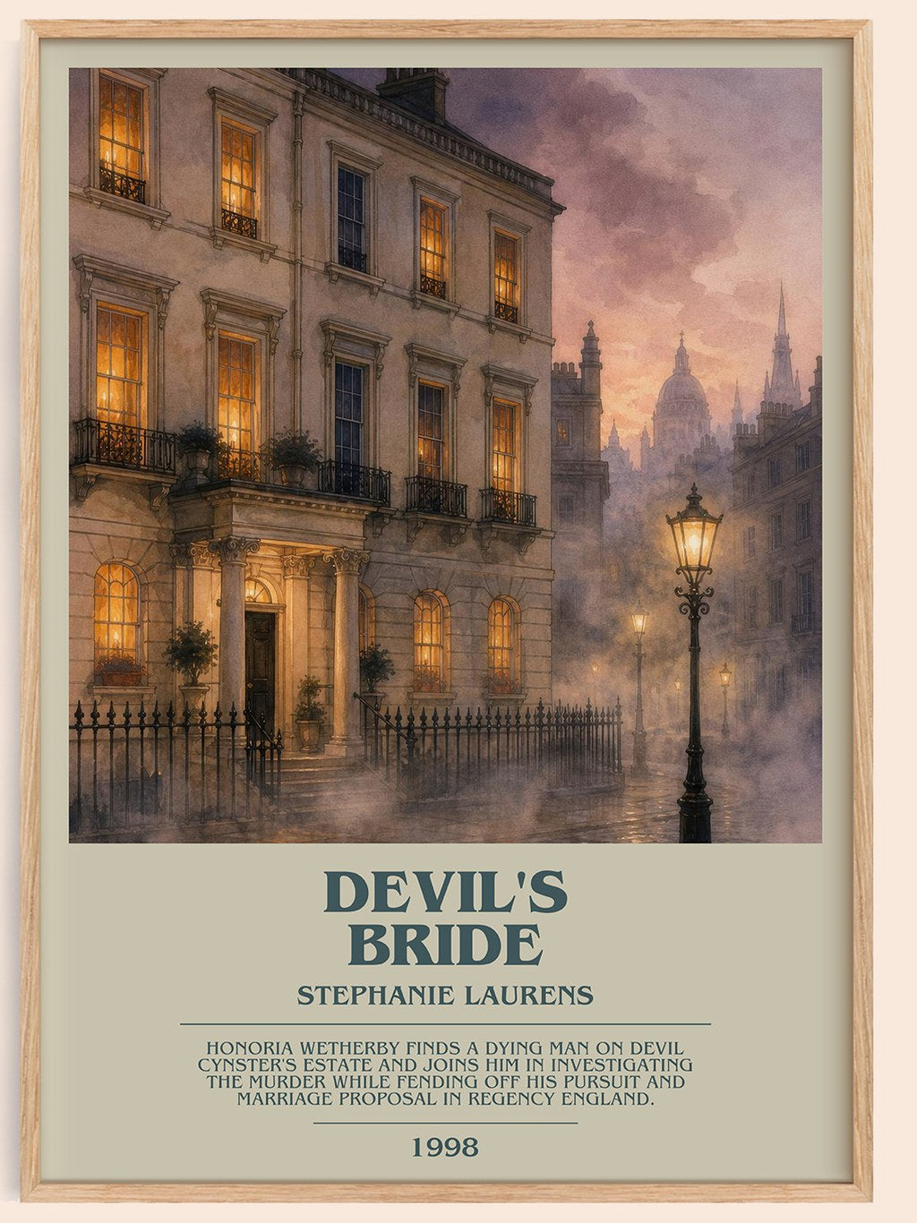 Devil's Bride bookish book poster by Stephanie Laurens – framed literary art print