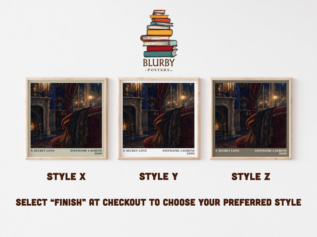A Secret Love literary print in frame leaning in hallway – romance wall art (mockup)