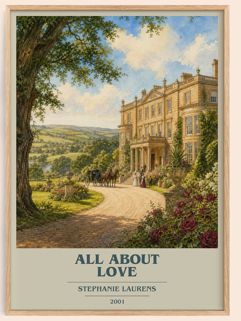 All About Love book cover book poster by Stephanie Laurens – framed literary art print