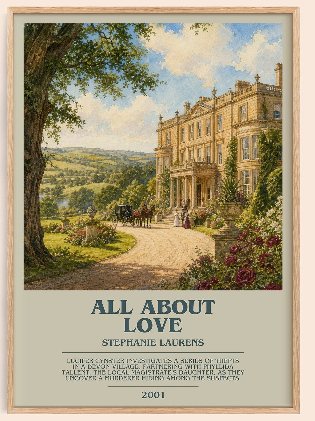 All About Love bookish book poster by Stephanie Laurens – framed literary art print