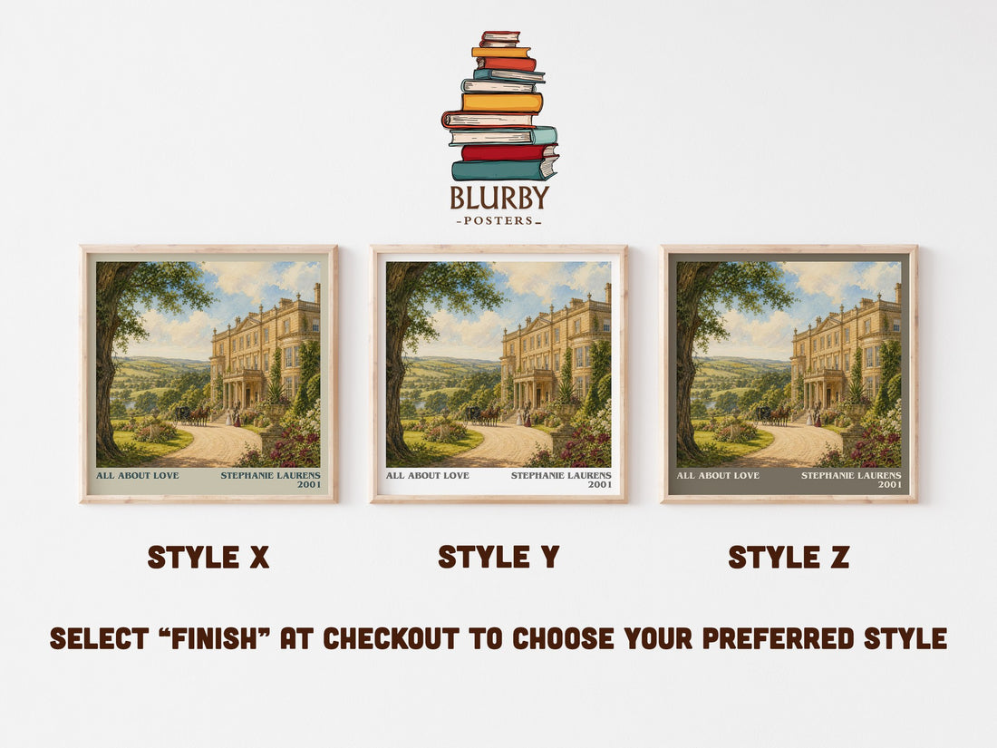 All About Love literary print in frame leaning in hallway – romance wall art (mockup)