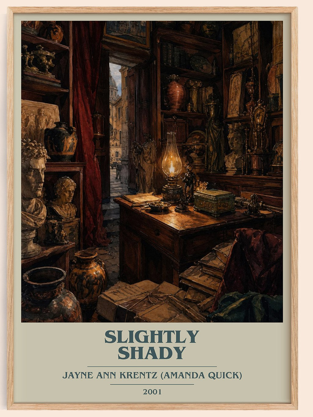 Slightly Shady book cover book poster by Jayne Ann Krentz (Amanda Quick) – framed literary art print