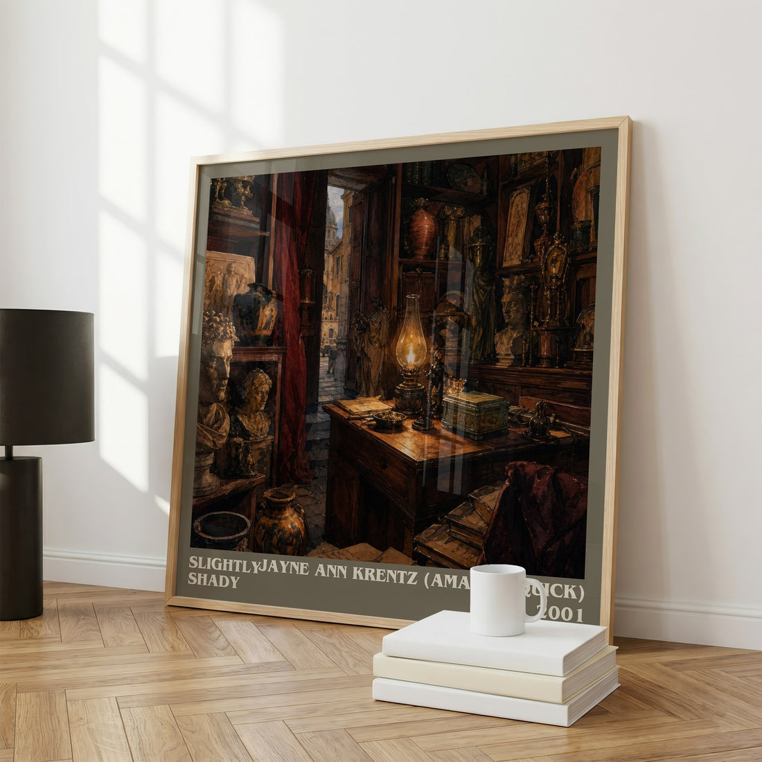 Slightly Shady literary print framed by window – literary home decor