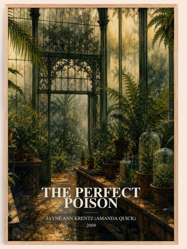 The Perfect Poison watercolour book poster by Jayne Ann Krentz (Amanda Quick) – framed literary art print