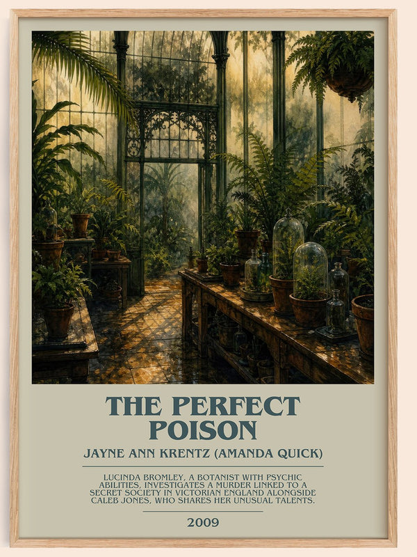 The Perfect Poison bookish book poster by Jayne Ann Krentz (Amanda Quick) – framed literary art print